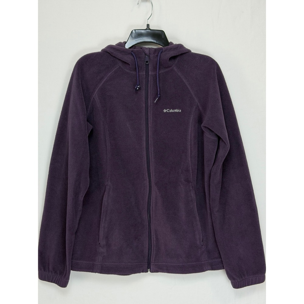 Columbia Womens Fleece Hoodie Jacket Size L Purple Full Zip Outdoor Activewear